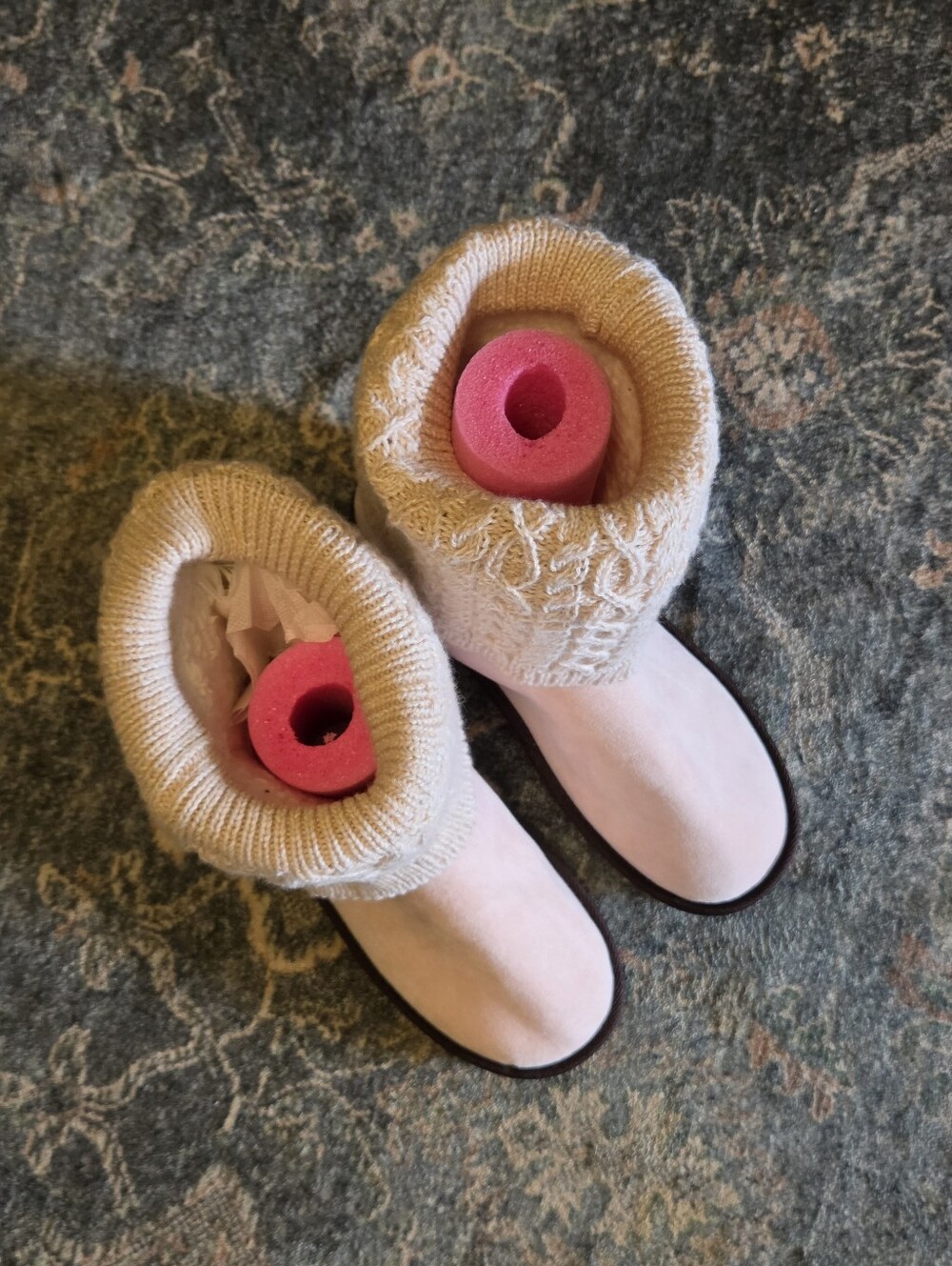 MUK LUKS Cheryl Mid-Calf Winter Boots Light Pink Cable Knit NWOT Size 10 - Picture 2 of 10